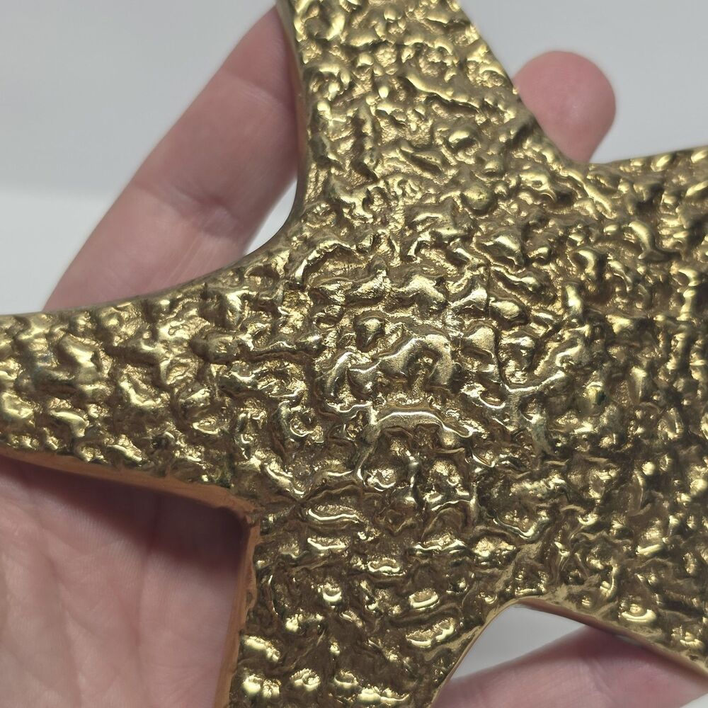 Brass Starfish Wall Wanging Figurine Vintage Coastal Decor - Picture 4 of 6